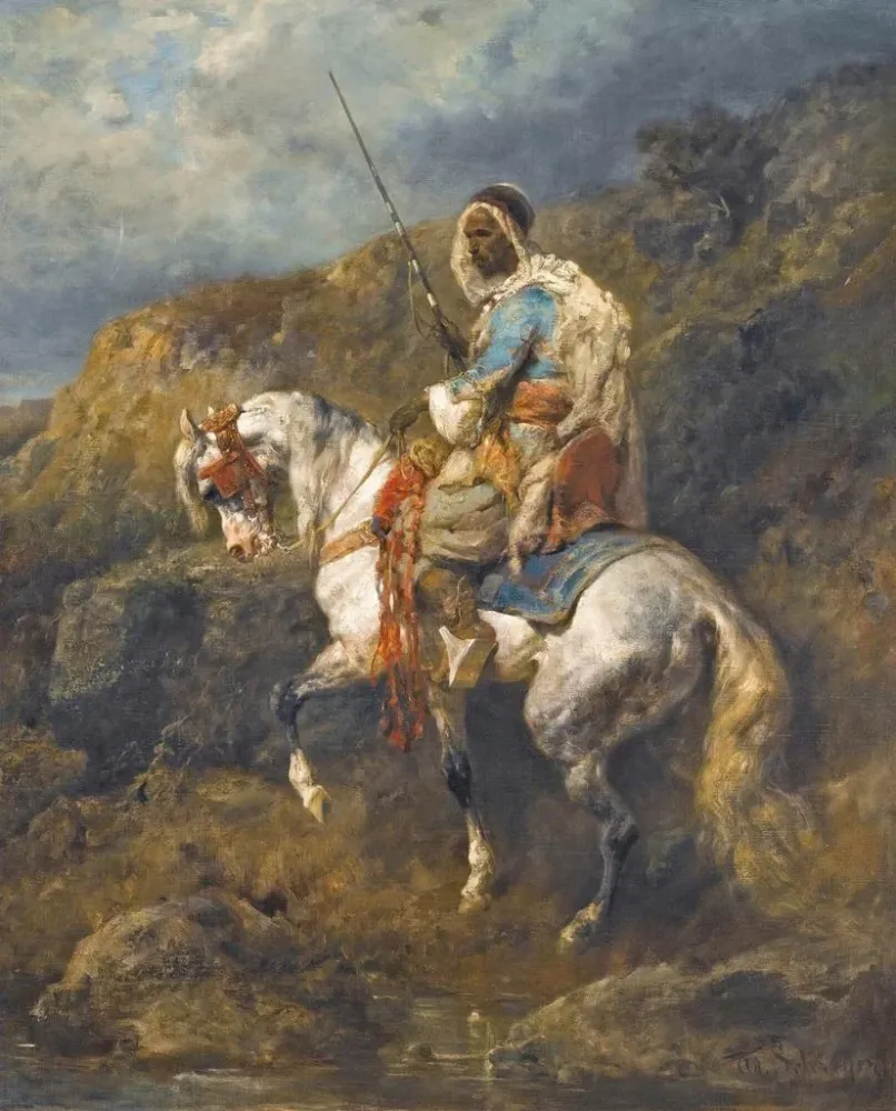 Gemälde Cavalier arabe - Adolf Schreyer | Kunstdruck