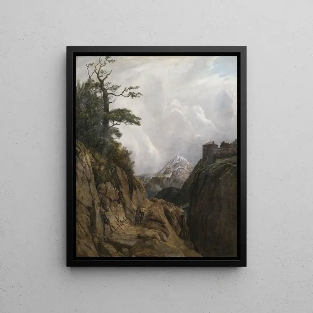 Gemälde Cavalier à dos d'âne dans un paysage de haute montagne - August Holmberg | Kunstdruck