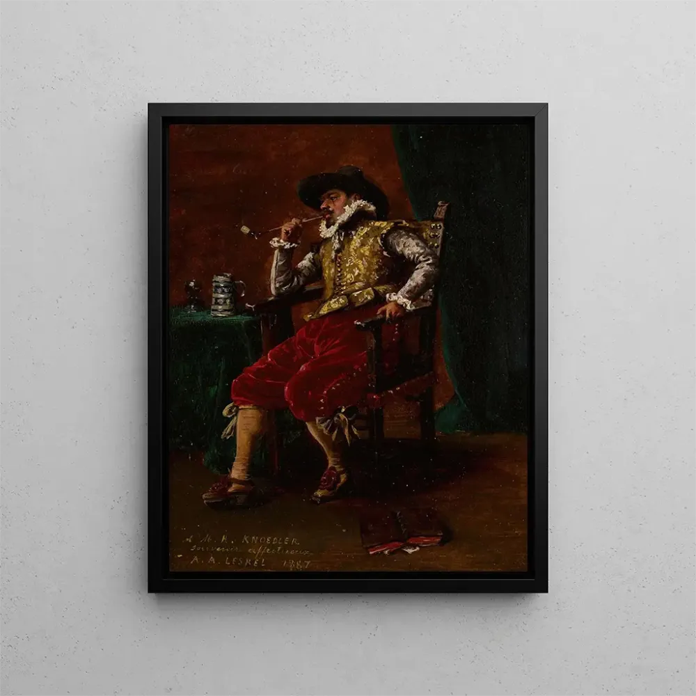 Gemälde Cavalier rauchend - Adolphe Alexandre Lesrel | Kunstdruck