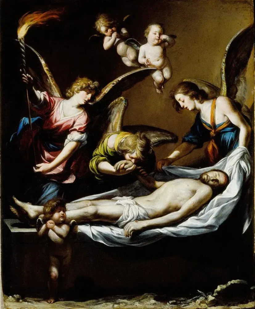 Gemälde Christus tot mit weinenden Engeln - Antonio del Castillo y Saavedra | Kunstdruck