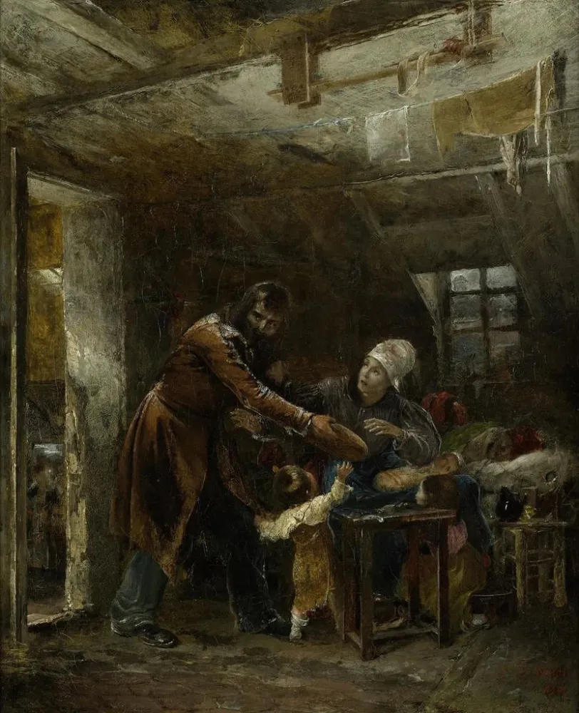 Gemälde Claude Gueux rapportant sa famille le pain volé - Louis - Édouard Rioult | Kunstdruck