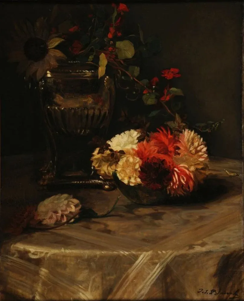Gemälde Dahlias und Kapuzinerkresse - Jacques - Émile Blanche | Kunstdruck