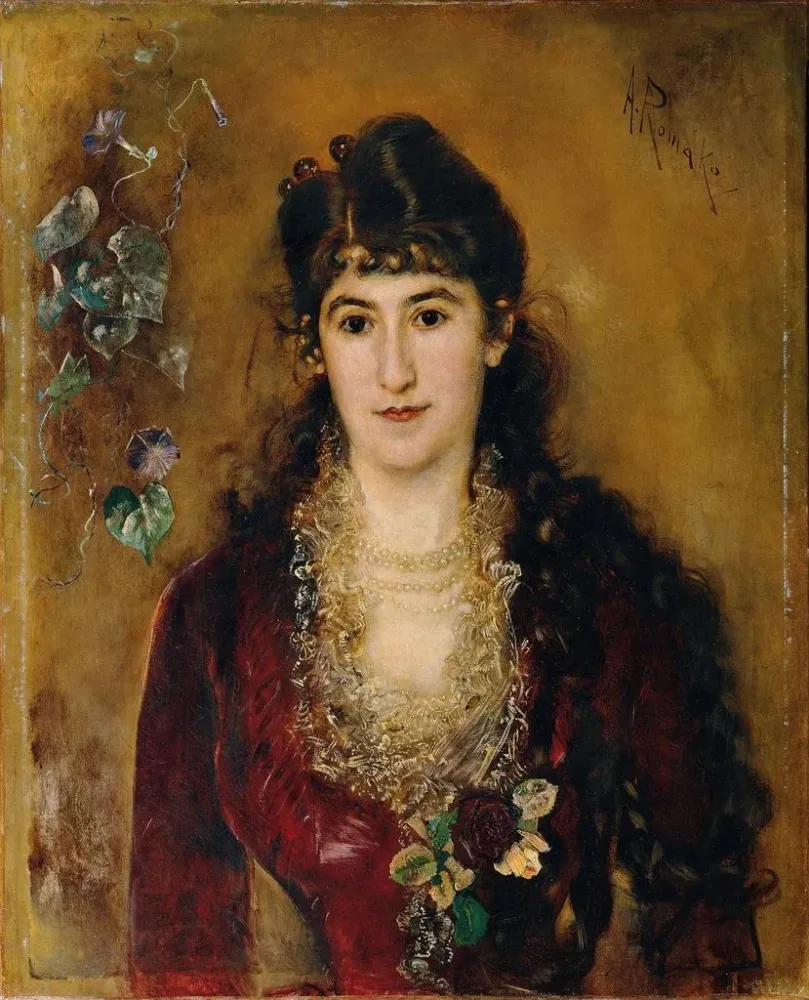 Gemälde Dame rotem Kleid - Anton Romako