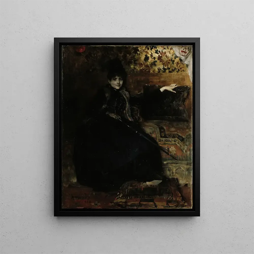 Gemälde Dame Schwarz sitzend Thérèse Noire - Albert Edelfelt | Kunstdruck