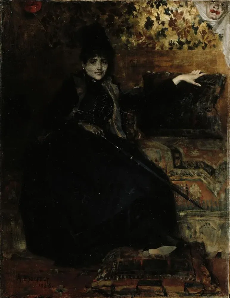 Gemälde Dame Schwarz sitzend Thérèse Noire - Albert Edelfelt | Kunstdruck