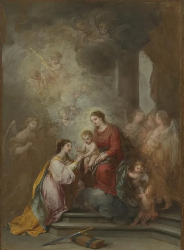 Gemälde Das mystische Eheleben der heiligen Katharina - Bartolomé Esteban Murillo | Kunstdruck