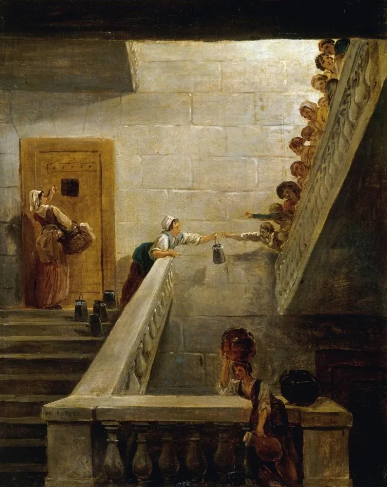 Gemälde Das Verpflegen der Gefangenen im Gefängnis Saint-Lazare - Hubert Robert | Kunstdruck