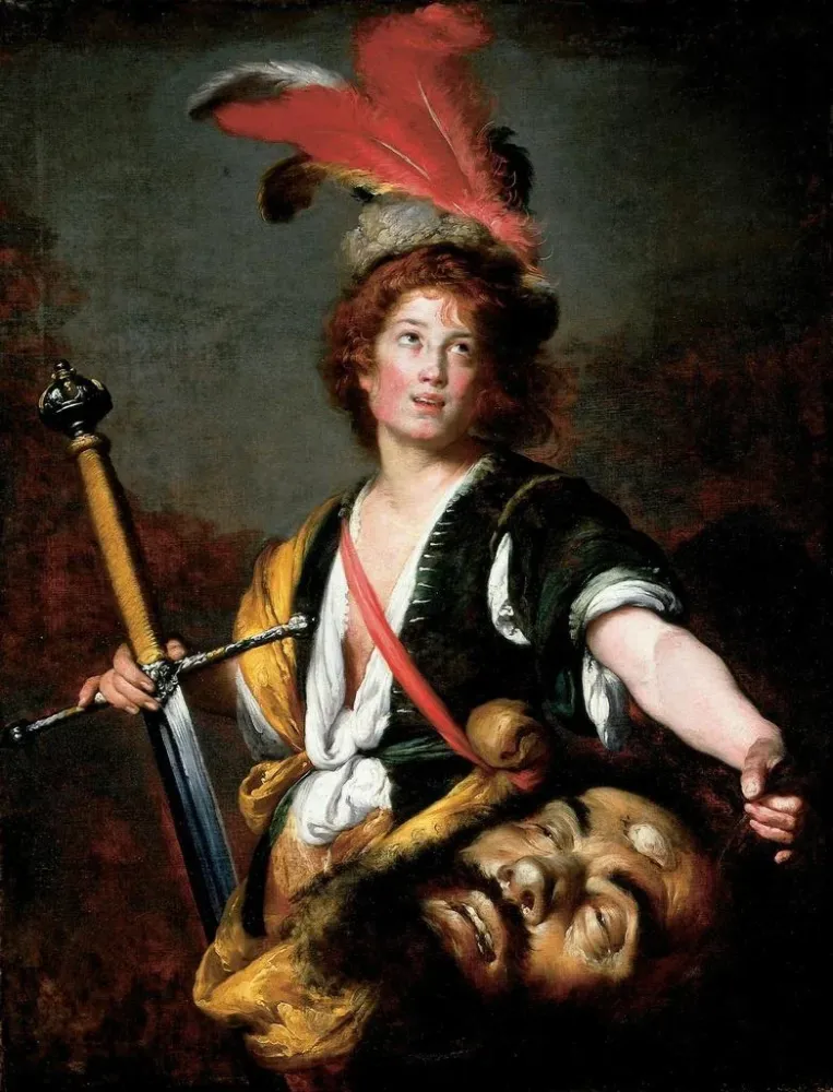 Gemälde David mit dem Kopf Goliaths - Bernardo Strozzi | Kunstdruck