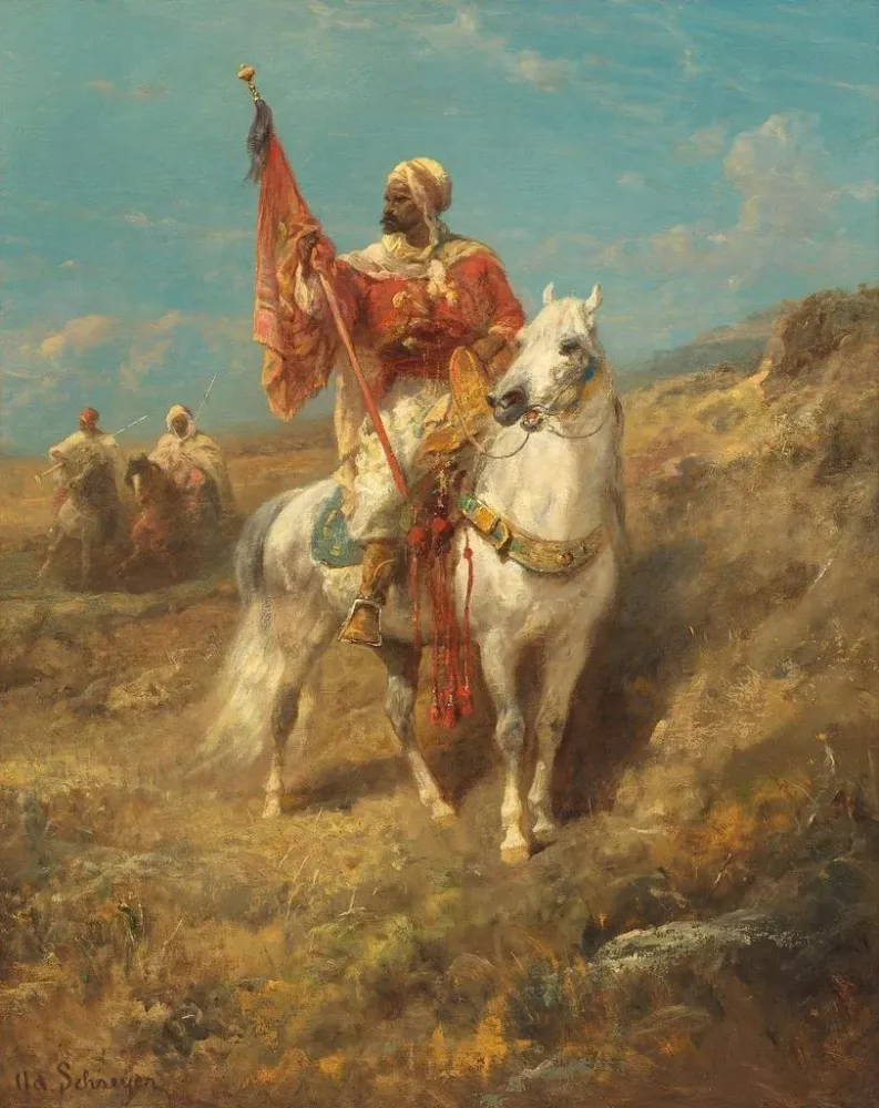 Gemälde Der Bannerträger - Adolf Schreyer | Kunstdruck