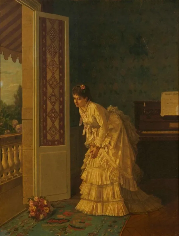 Gemälde Der Überraschungsstrauß - Auguste Toulmouche | Kunstdruck