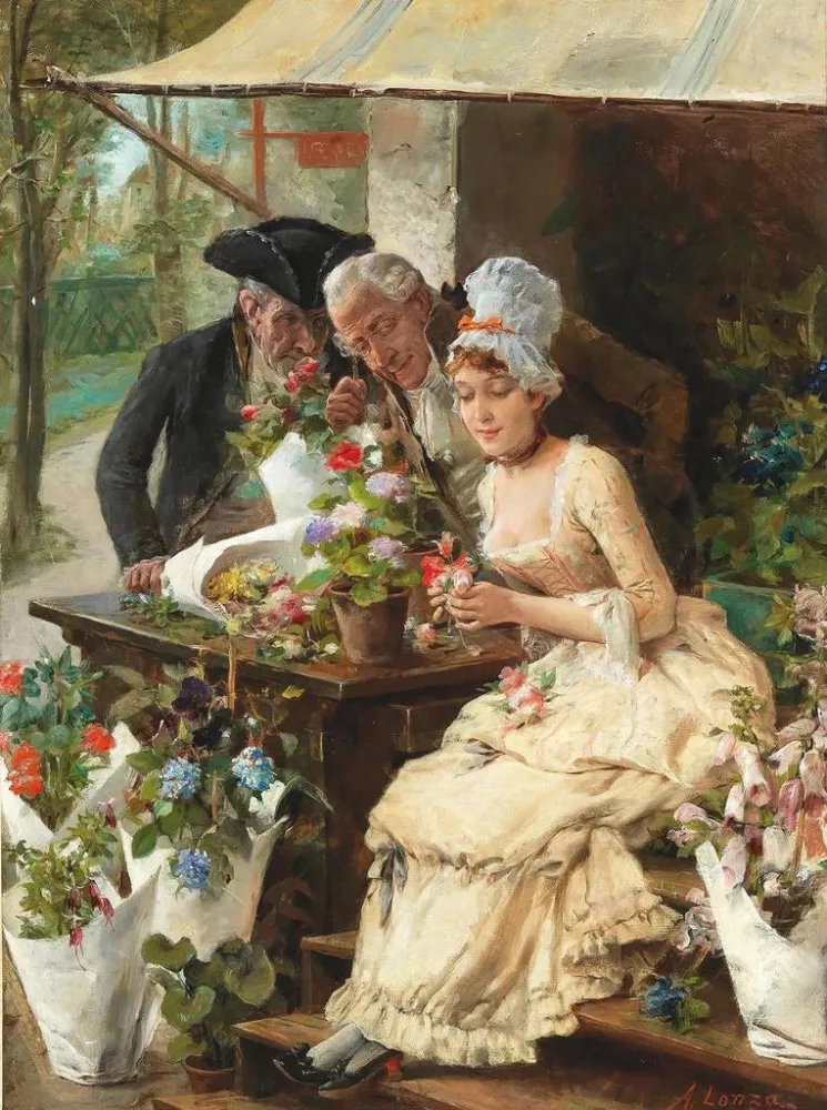 Gemälde Der Blumenverkäufer - Antonio Lonza | Kunstdruck