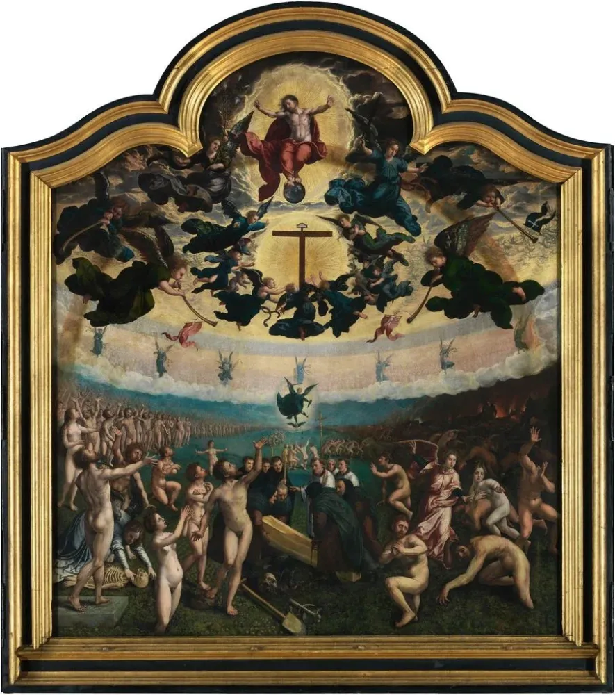 Gemälde Der Jüngste Gericht und der siebte Akt der Barmherzigkeit Beerdigung der Toten - Bernard van Orley | Kunstdruck