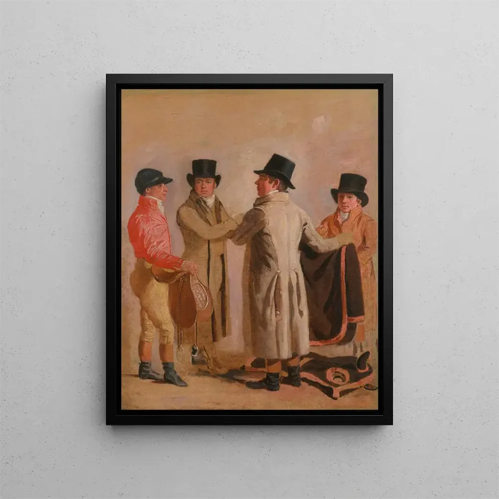 Gemälde Der Jockey Frank Buckle, der Besitzer, der Züchter John Wastell, sein Trainer Robert Robson und ein Stallbursche -...