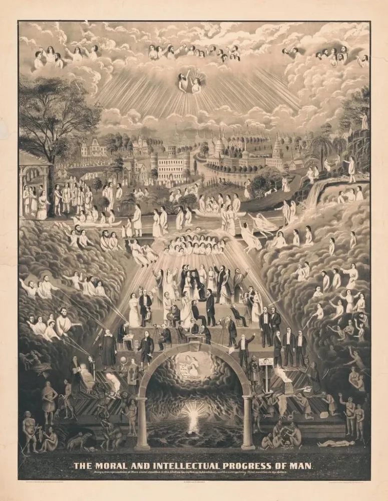 Gemälde Der moralische und intellektuelle Fortschritt des Menschen - W. J. Morgan Co Lith | Kunstdruck