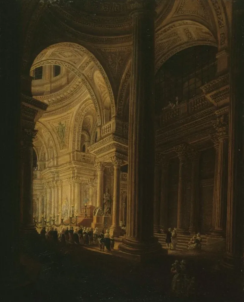 Gemälde Der Sarkophag von Jean - Jacques Rousseau ausgestellt im Panthéon, 20 Vendémiaire III, 11. Oktober 1794 - Pierre -...