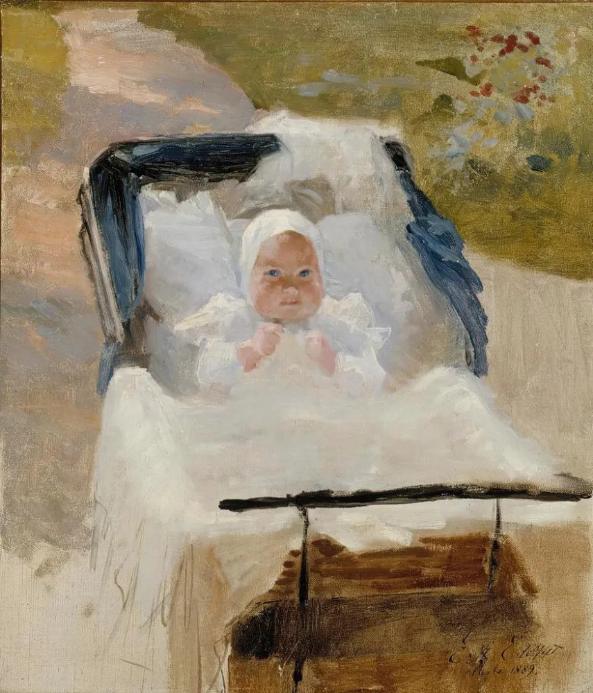 Gemälde Der Sohn des Künstlers, Erik, einem Kinderwagen - Albert Edelfelt | Kunstdruck