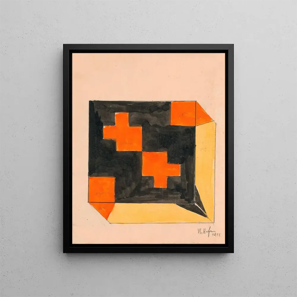 Gemälde Design für Textilien Orange, Schwarz und Gelb - Anonym | Kunstdruck