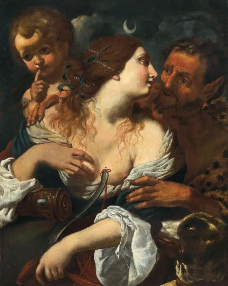 Gemälde Diane, Satyr und Cupido - Alessandro Rosi | Kunstdruck