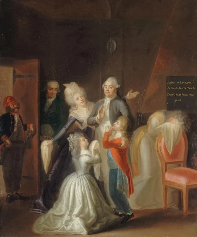 Gemälde Die Abschiede von Ludwig XVI. von seiner Familie am 20. Januar 1793 - Jean - Jacques Hauer | Kunstdruck
