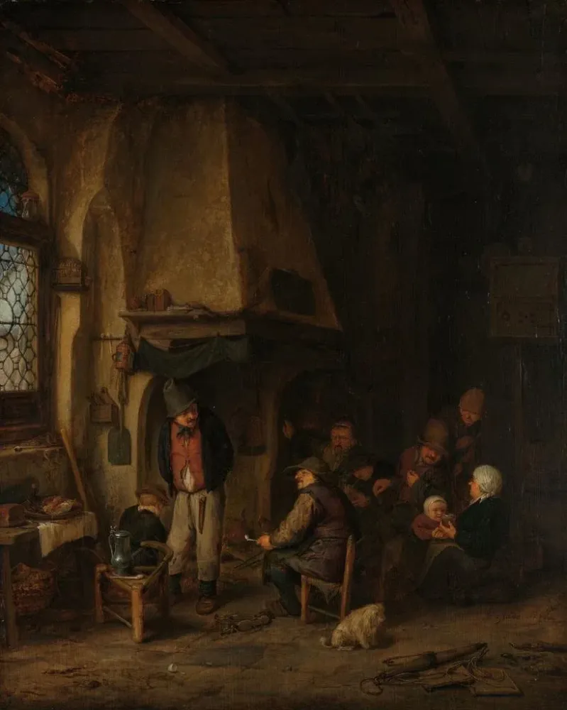 Gemälde Die Bauern beim Schlittschuhlaufen einem Interieur - Adriaen van Ostade | Kunstdruck