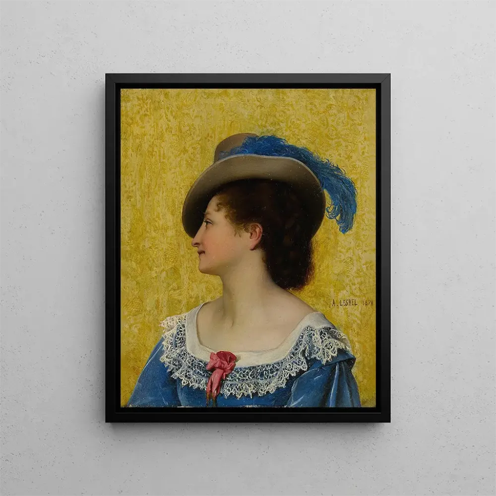 Gemälde Die blaue Feder - Adolphe Alexandre Lesrel