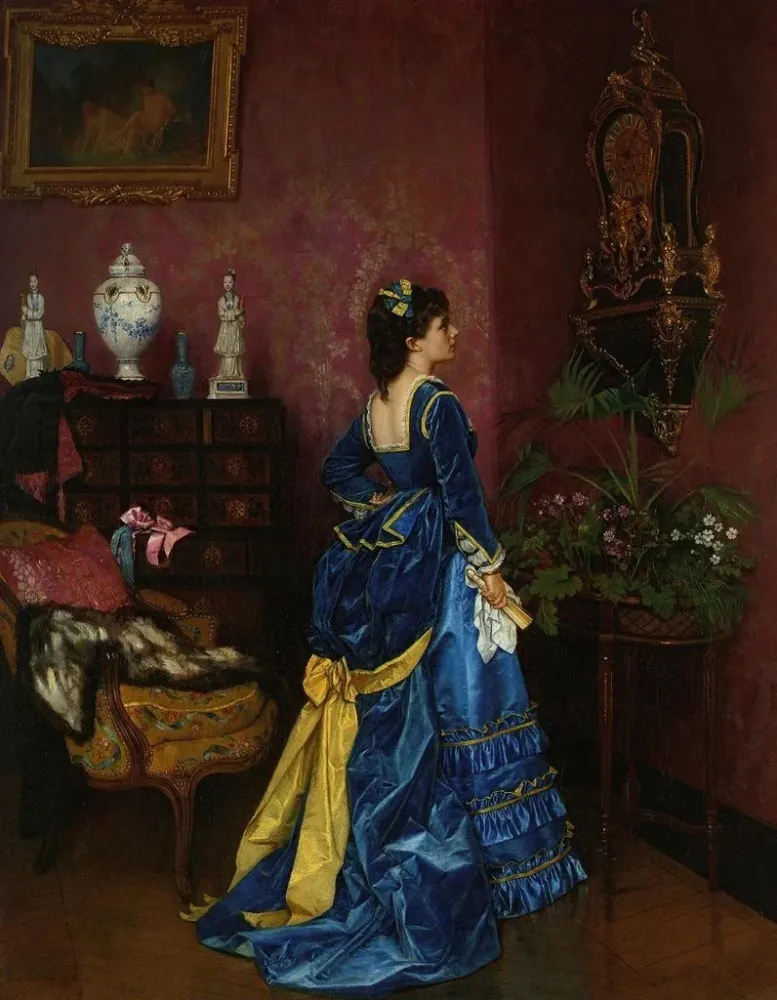Gemälde Die blaue Robe - Auguste Toulmouche | Kunstdruck