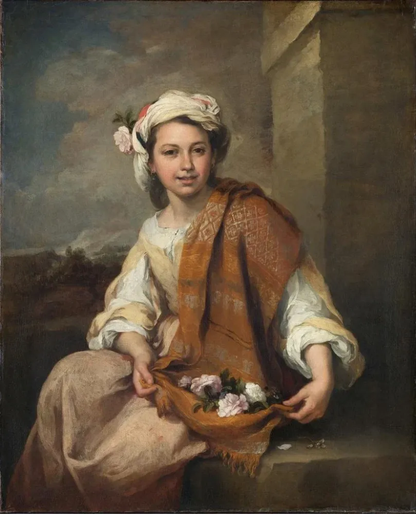 Gemälde Die Blumenmädchen - Bartolomé Esteban Murillo | Kunstdruck