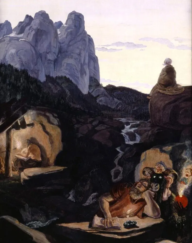 Gemälde Die drei Eremiten - Albert Welti | Kunstdruck