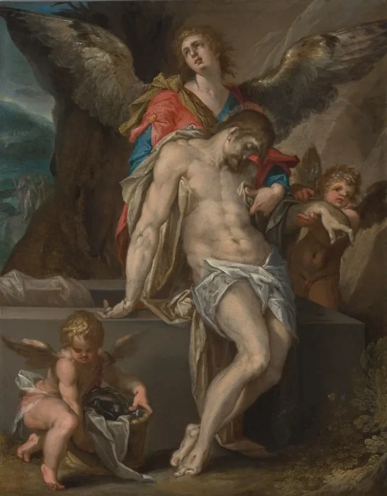 Gemälde Die Engel tragen den Körper Christi Angel Pete - Bartholomaeus Spranger