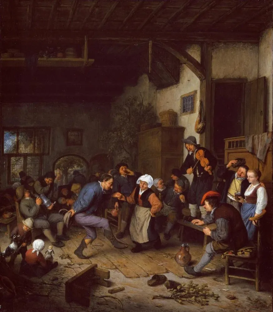 Gemälde Die Feiernden der Herberge - Adriaen van Ostade | Kunstdruck