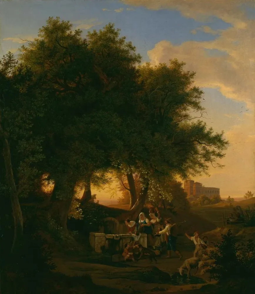Gemälde Die Fontaine von Grottaferrata - Adrian Ludwig Richter | Kunstdruck