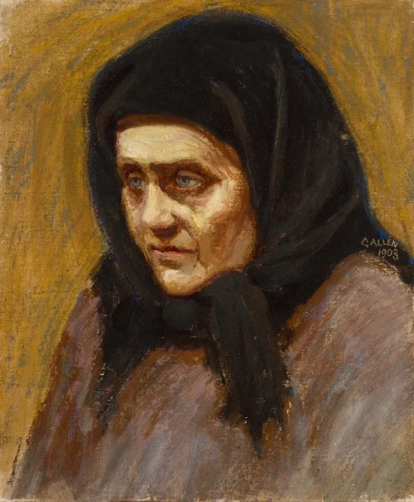 Gemälde Die Frau mit schwarzem Schal - Akseli Gallen-Kallela | Kunstdruck