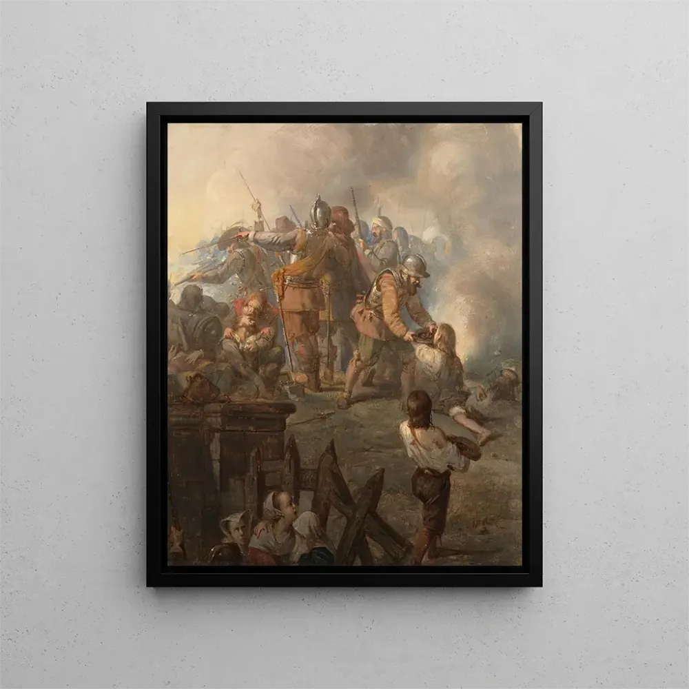 Gemälde Die heldenhafte Verteidigung von Aardenburg im Jahr 1672 - Barend Wijnveld | Kunstdruck