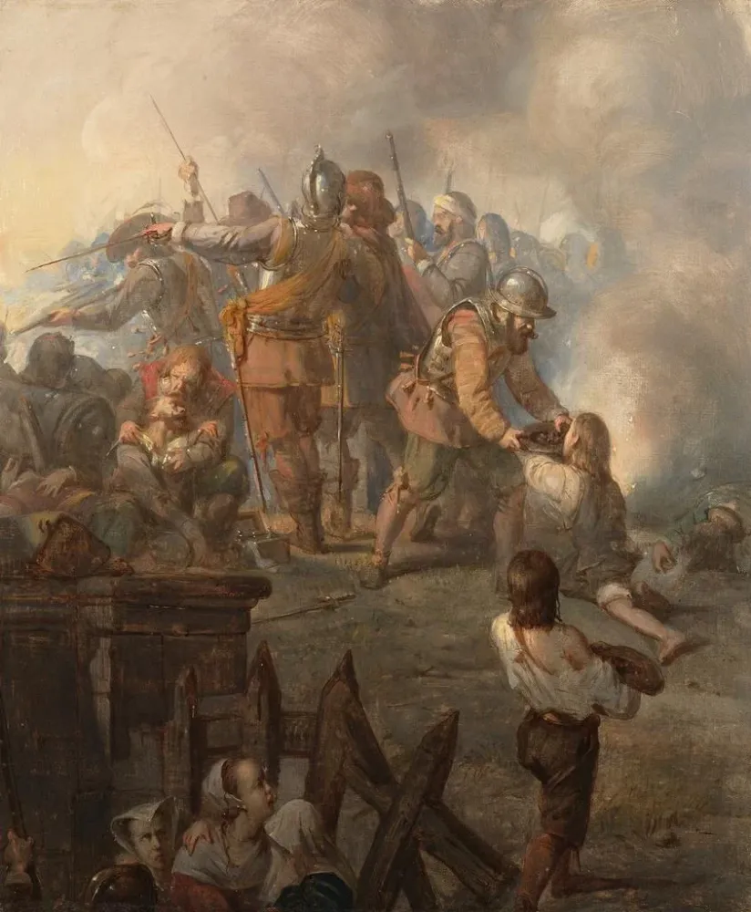 Gemälde Die heldenhafte Verteidigung von Aardenburg im Jahr 1672 - Barend Wijnveld | Kunstdruck