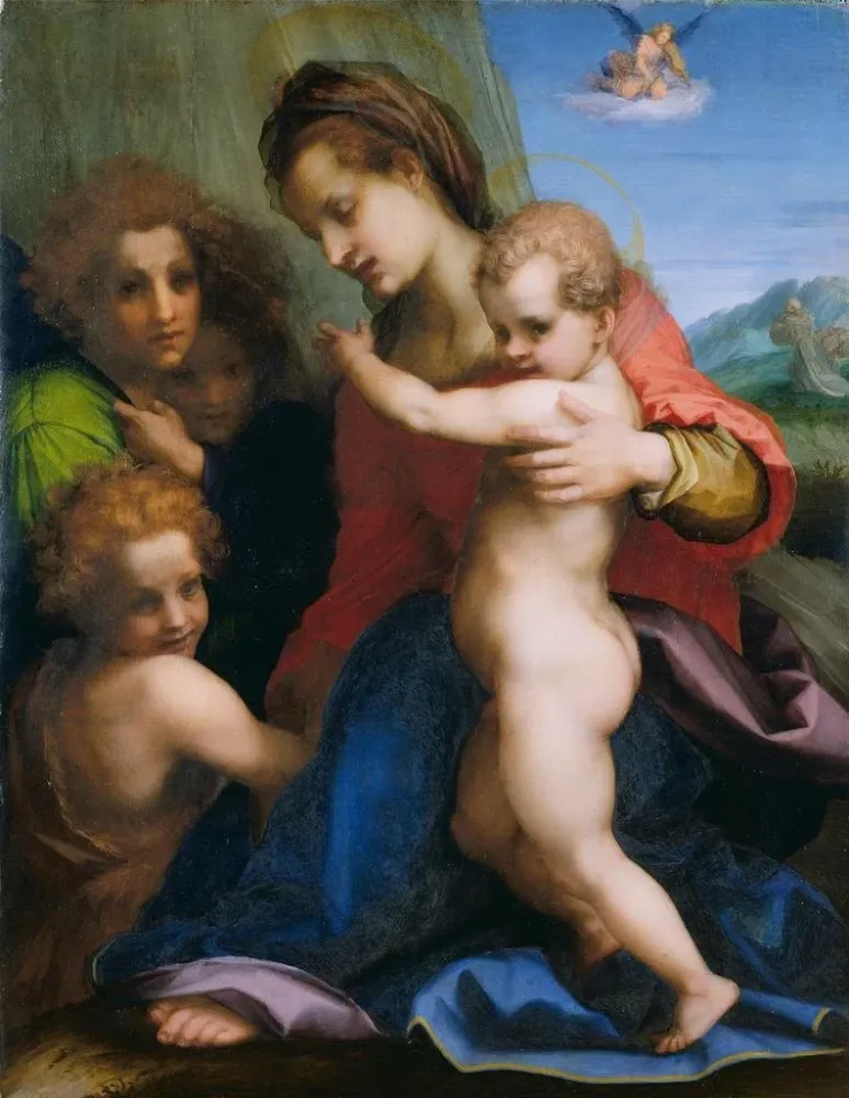 Gemälde Die Jungfrau mit dem Kind und dem Täufling - Andrea del Sarto | Kunstdruck