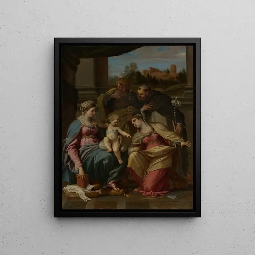 Gemälde Die Jungfrau mit dem Kind mit den Heiligen Lucia, Dominikus und Ludwig von Frankreich - Annibale Carracci | Kunstd...