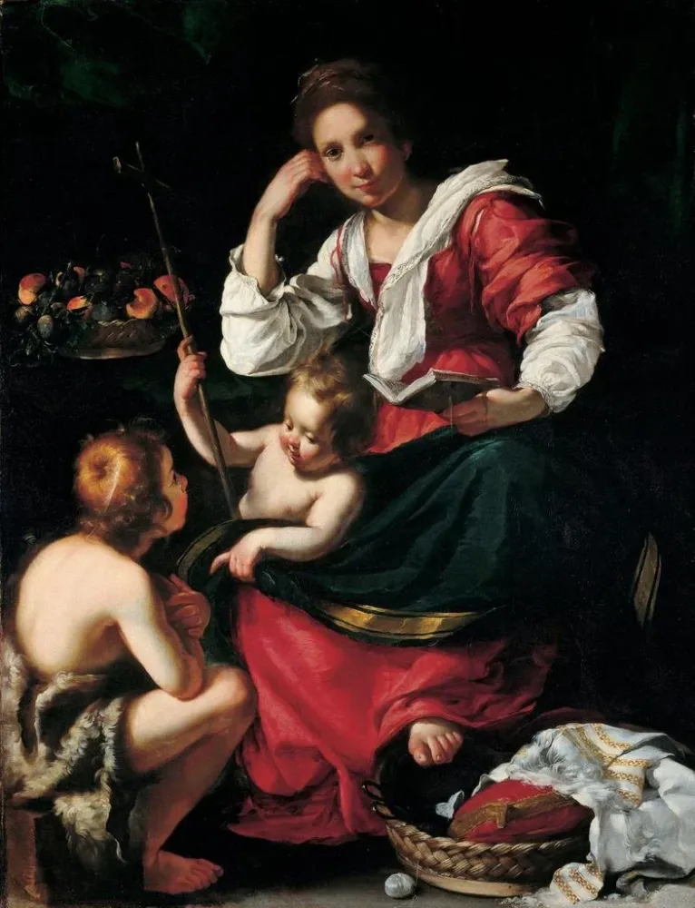 Gemälde Die Jungfrau mit dem Kind und dem heiligen Johannesknaben - Bernardo Strozzi | Kunstdruck
