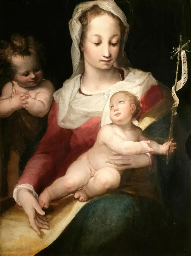 Gemälde Die Jungfrau mit Kind und dem jungen Johannes - Alessandro Casolani | Kunstdruck