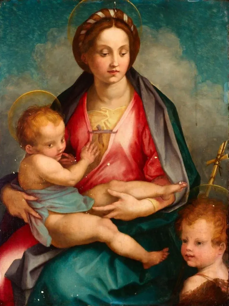 Gemälde Die Jungfrau mit Kind und Johannes dem Täufer - Andrea del Sarto | Kunstdruck