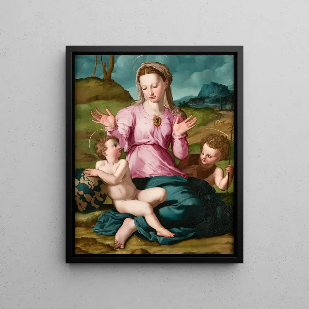 Gemälde Die Jungfrau mit Kind und Johannes dem Täufer - Agnolo Bronzino | Kunstdruck