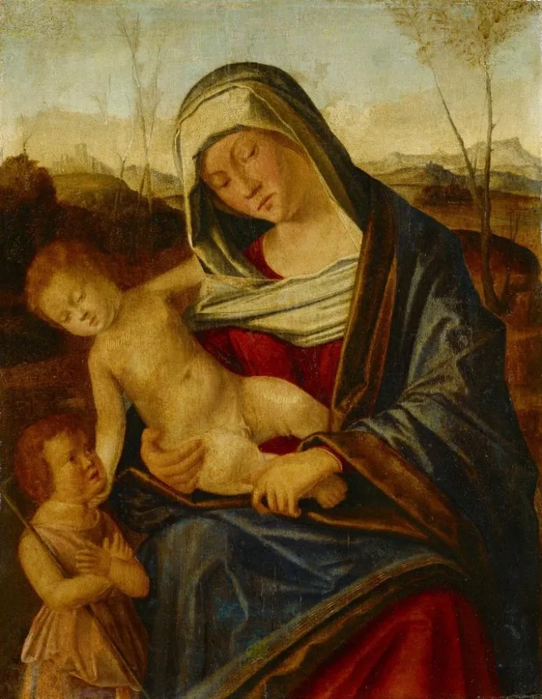 Gemälde Die Jungfrau mit Kind und dem kleinen Johannes dem Täufer - Benedetto Diana | Kunstdruck