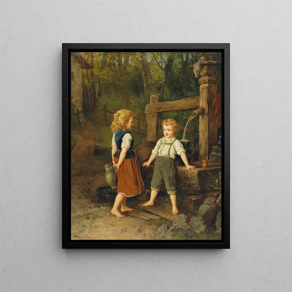 Gemälde Die Kinder am Brunnen - Anton Ebert | Kunstdruck