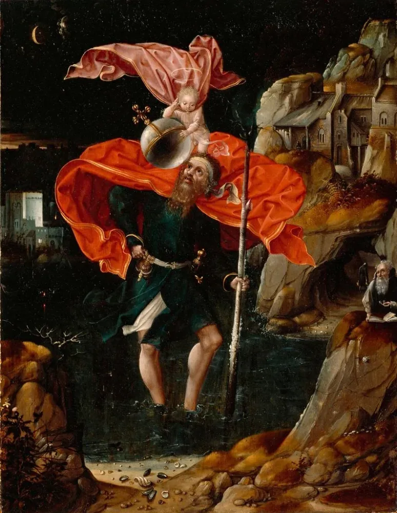 Gemälde Die Legende des Heiligen Christophorus - Anonym | Kunstdruck