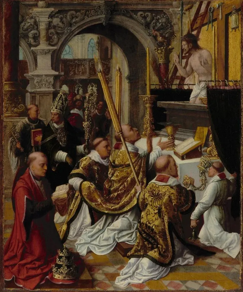 Gemälde Die Messe des heiligen Gregor des Großen - Adriaen Isenbrandt | Kunstdruck