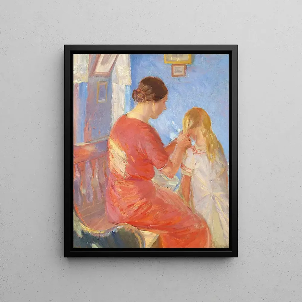 Gemälde Die Mutter flechtet die Haare des Kindes - Anna Ancher | Kunstdruck