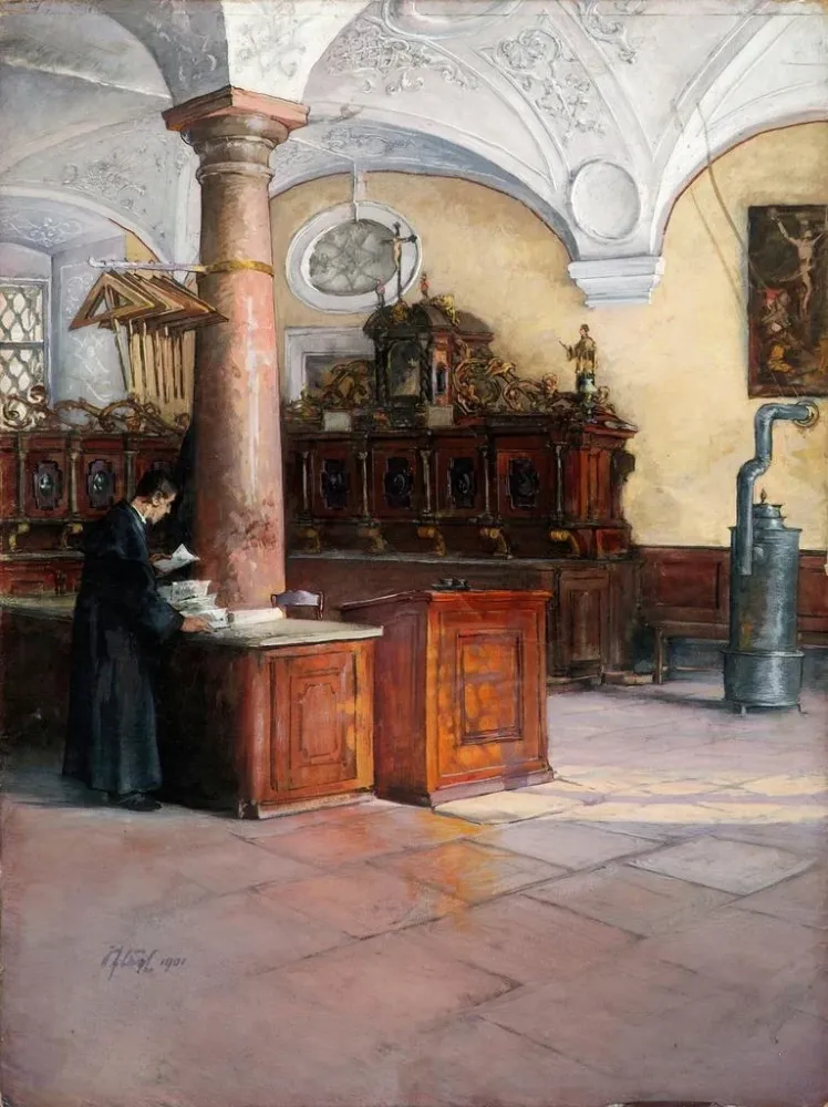 Gemälde Die Sakristei der Universitätshauptkirche Wien - Alfred Edler von Pflügl | Kunstdruck