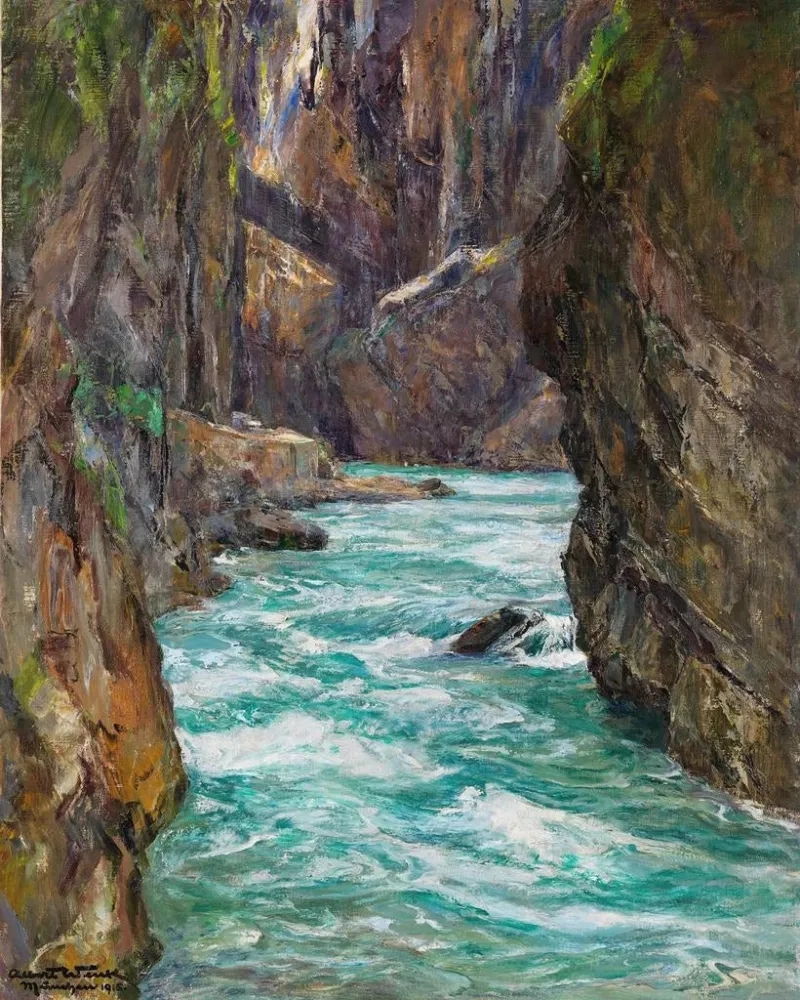 Gemälde Die Schluchten der Partnachklamm bei Partenkirchen - Albert Wenk