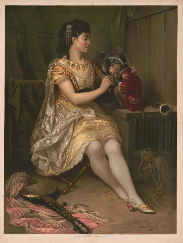 Gemälde Die Toilette des Affen - . C. Kaufmann | Kunstdruck