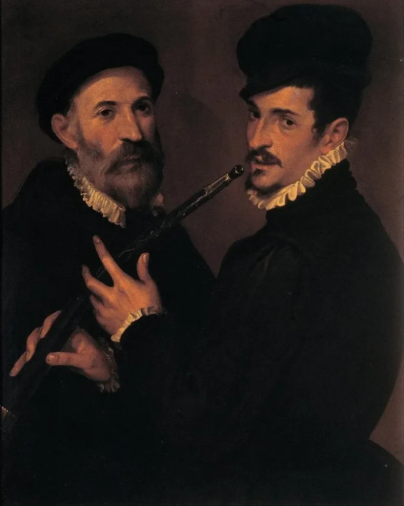 Gemälde Doppelporträt von Musikern - Bartolomeo Passarotti | Kunstdruck