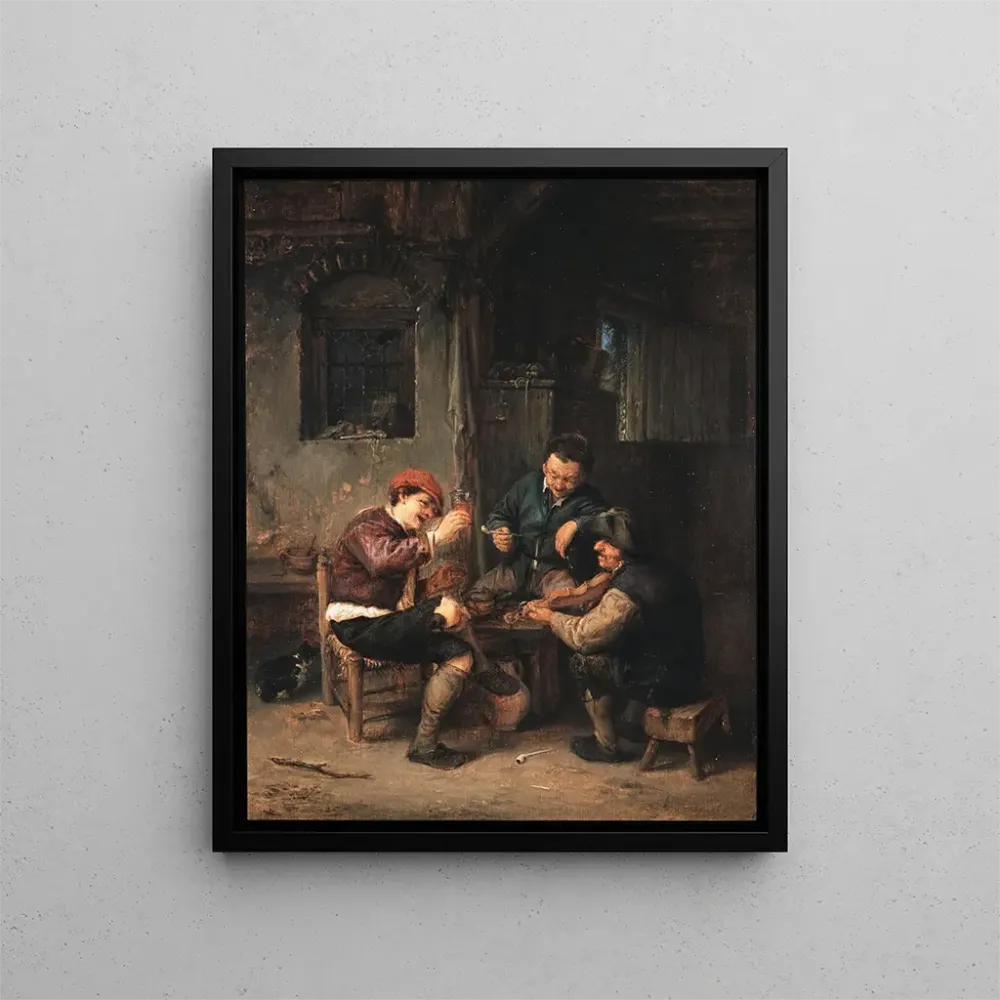 Gemälde Drei Bauern einer Gaststätte - Adriaen van Ostade | Kunstdruck